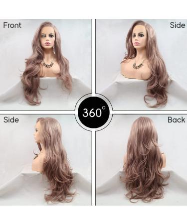 Drag Queen Synthetic Lace Front Wigs - Smoky Pink & Milky Lavender | Natural Hairline | Long Wave Cosplay Wigs for Women - 26 - Buy Online on GoSupps.com