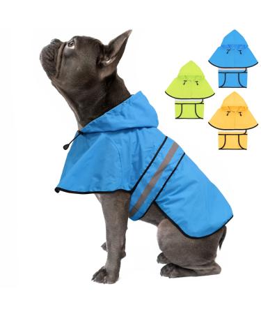 Weesiber reflecting waterproof dog rain coat-adjustable pet jacket light dog-smiled poncho with hood for small to very large dogs and puppies (m blue) m blue