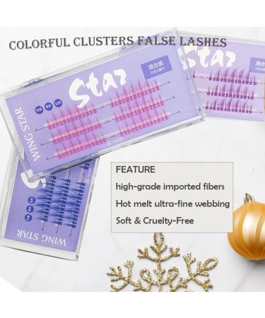 Purple Cluster Lashes | Colored Manga & Eyelash Extensions | 13mm Wispy Eyelashes | DIY Colorful False Eyelashes - Little Devil (0.07mm C Curl - Buy Online on GoSupps.com