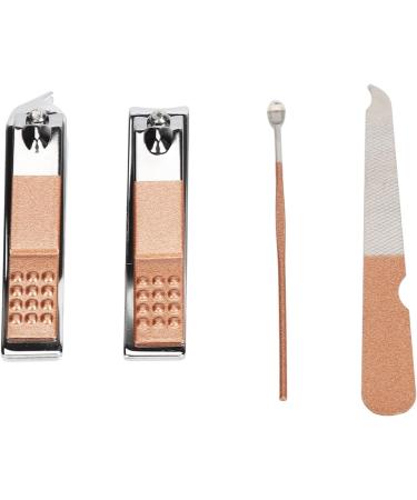 SUPYINI 4 Set Nail Clippers Beauty Tools Stainless Steel Ear Spoons Nail Files Grooming Manicure Set with Pink PU Storage Bags - Buy Online on GoSupps.com