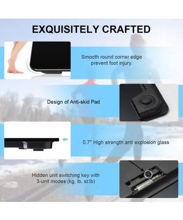 BobBros Precision Digital Bathroom Scale with Smart Step-on Technology - 400lb Capacity - Black - Buy Online on GoSupps.com