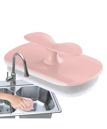 Shakven Squeegee Sponge Brush Sponge Brush Rubber Squeegee Scrubber for Cleaning - Household Cleaner Brush to Reach Tight Spaces for Bathroom Glass Kitchen Cooktops Pink