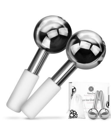 Ice Globes For Facials | Unbreakable Facial Ice Roller | Cryo Globes For Facials Anti-Age | Set Of 2 Anti-Wrinkle Face Globes | Cold Face Roller For Eyes and Face | Facial Ice Globes | Facial Tool Silver