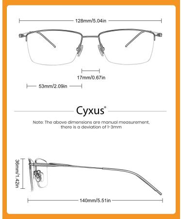 Cyxus Blue Light Glasses for Men | Semi Rim Crystal Lens | UV Blocking | Gaming Eyeglasses - Titanium Black Frame - Buy Online on GoSupps.com