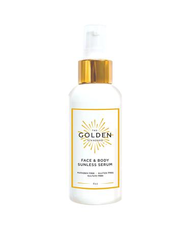 The Golden Standard Face and Body Sunless Serum - Hydrating and Flawless Sunless Tanning Drops for a Buildable Tan - Natural Self Tanning Serum - Sulfate Free  Paraben Free and Cruelty Free (4 oz)
