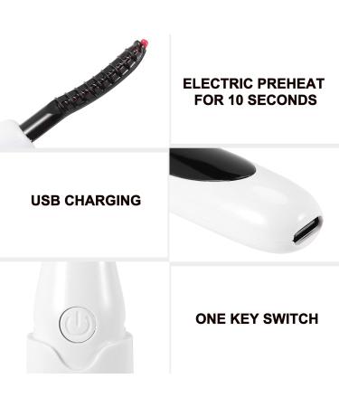 Hausdec Electric Heated Eyelash Curler USB Charge Makeup Curling Kit Long Lasting Natural Eye Lash Curler White - Buy Online on GoSupps.com
