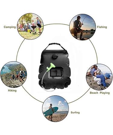 WEIYII Solar Shower Bag 5 Gallons/20L Portable Camping Shower | Hot Water 45C | Switchable Shower Head for Beach, Swimming, Hiking | Black - Buy Online on GoSupps.com