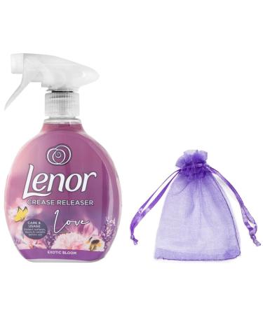 Lenor Crease Releaser Spray 500ml Removes Creases in Fabric + Our Gift for You: Organza Bag Size: 9x7x0.1cm - Choose 1 Fragrance (Exotic Bloom Scent)