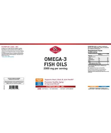 Olympian Labs Omega 3 Fish Oil 2000mg - 240 Count, 120 Servings for Heart & Joint Health - Buy Online on GoSupps.com