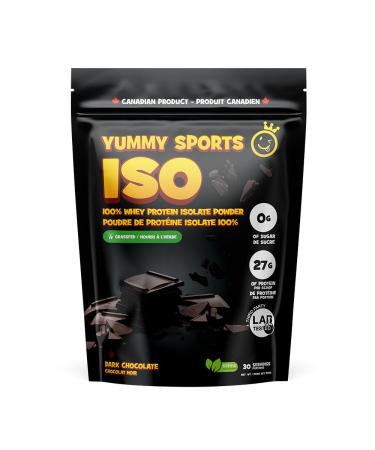 Yummy Sports Whey Protein Powder Isolate - 27g Protein Per Serving - Grass Fed Fast Absorbing Protein - Vegan Zero Sugar Keto Friendly Protein Supplement - 30 Servings 2 LBS - Dark Chocolate