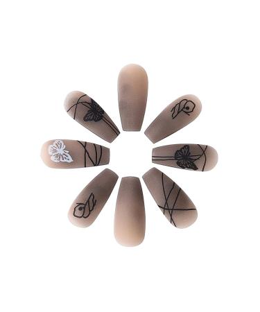 Brishow Black Butterfly Press-On Nails - 24 pcs for Women & Girls | Artificial Stick-On Nails for Easy Application - Buy Online on GoSupps.com