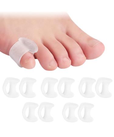 ripefun Gel Toe Separators for Overlapping Toes 10PCS Toe Straighteners Pinky Toe Bunion Protector Spreaders Thumb Tail Finger Ring Nursing Pad Split Toe Corrector Fixator for Women & Men Relief Pain White