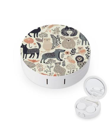 Contact Lens Case Animal Pattern Portable Travel Contact Lens Box Contact Lens Storage Box