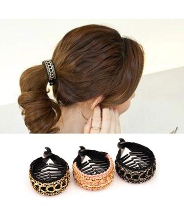Korean Style Stripe Bow Hair Claw Set for Women and Girls - 3pcs | Elegant Solid Cloth Ties Ponytail Hold Clips - Buy Online on GoSupps.com
