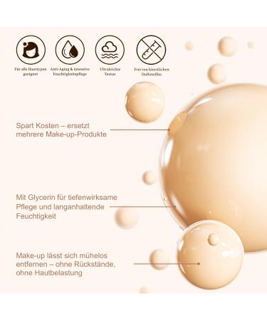 P-Beauty Lot de 3 s rums de protection solaire SPF 50 avec effet fond de teint cr me solaire tonifiante pour le visage couvrance moyenne hydratant et anti- ge avec protection UVA UVB maquillage - Buy Online on GoSupps.com