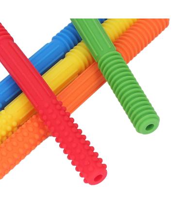 Buy 5-Piece Silicone Baby Tooth Tube Toys Set | Colorful Bite Rings for Boys & Girls | Includes Cleaning Brush - Buy Online on GoSupps.com