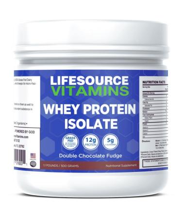LifeSource Vitamins 1.1 lb - US Dairy Cows Grass Fed Whey Protein Isolate - Double Chocolate Fudge sweetened w/Stevia