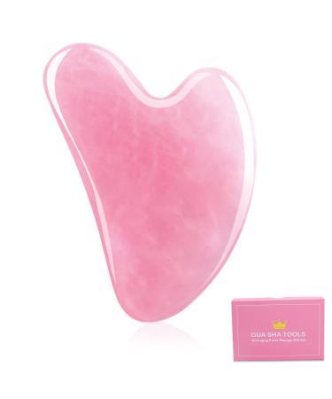 Gua Sha Tool for Face Eyes and Whole Body Massage, Natural Jade Stone Natural Jade Stone Gua Sha Board for SPA Acupuncture Therapy Trigger Point Treatment (Pink) Pink Gua Sha