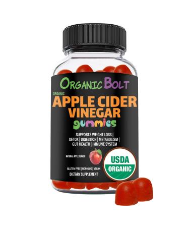 OrganicBolt USDA Organic Apple Cider Vinegar Gummies Apple Cider Vinegar with Mother | Digestive Immune Heart Health | Vegan Gluten-Free | 30 Servings