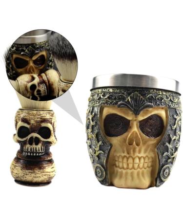 Minkissy 3 Sets Skull Bar Razor Brush & Bowl - Premium Beard Shaving Accessories for Men - Buy Online on GoSupps.com