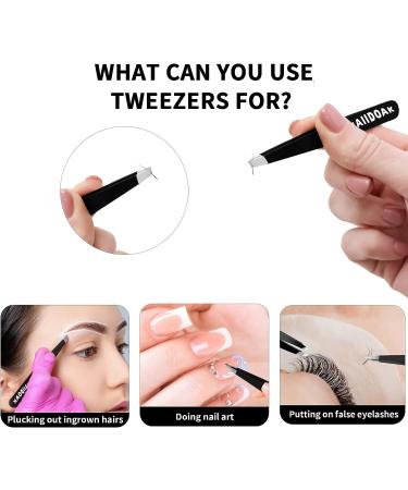 Professional Stainless Steel Tweezers Set for Eyebrows and Facial Hair Removal - 3.8inch Black (3 Count) | Precision Tweezers for Splinters and Ingrown Hairs - Buy Online on GoSupps.com