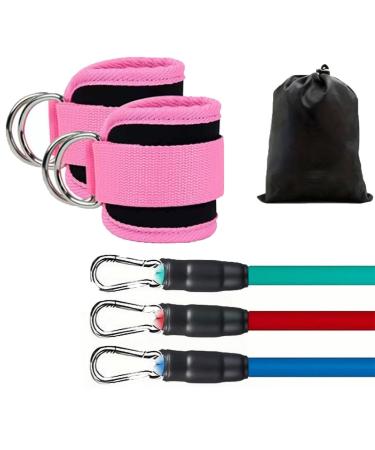 Ankle Resistance Bands Ankle Bands with Cuffs for Exercise Leg Hip Training Resistance Bands Ankle Bands with Exercise Bands Female Leg and Hip Muscle Hip Exercise Equipment (Pink)