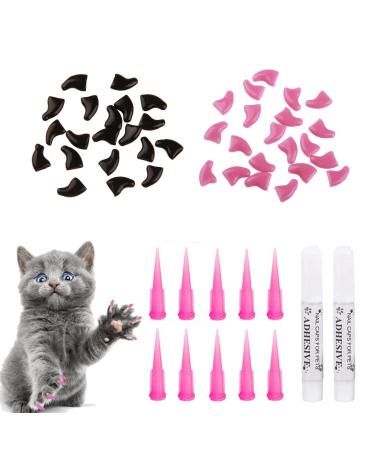 Seminismar 40pcs cats nail cover claw protection Cat nail cover protector soft pet nail cap cover safe anti scratch dog paw claw protector covers claw care for cats dogs size m