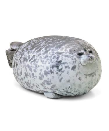 Yewrrite Seal Pillow 60CM/23.6IN Cute Chubby Seal Plush Toy Stuffed Animals Crossing Plush Soft Cotton Plush Seal Hugging Pillow Back Cushion Grey