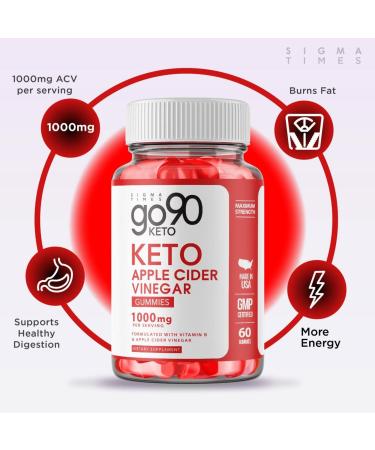 (3 Pack) Go90 Keto ACV Gummies - Advanced Weight Loss Formula - Made in USA - 1000mg Apple Cider Vinegar Gummies - 180 Gummies - Buy Online on GoSupps.com