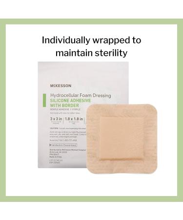 McKesson Hydrocellular Foam Dressings 3x3 inch, 10 Count - Sterile Silicone Adhesive with Border - Buy Online on GoSupps.com