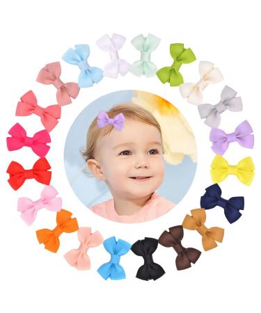 20 Pcs Baby Girls Hair Clips Baby Hair Clips Mini Baby Bows Toddler Girls Hair Bow Grosgrain Ribbon Hair Pins Alligator Clips Hair Accessories for Baby Little Girls Kids Toddlers