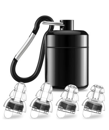 Pteanecay High Fidelity Concert Earplugs for Concerts Musicians Earplugs for Noise Reduction 24Db Advanced Filter 2 Pairs(Black) Easy Install Easy to Use