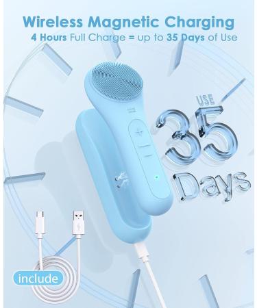 Jack&Rose Sonic Silicone Face Scrubber - Waterproof Electric Facial Cleansing Brush for Sensitive Skin - Inductive Charging Face Exfoliator (Sky Blue) - Buy Online on GoSupps.com