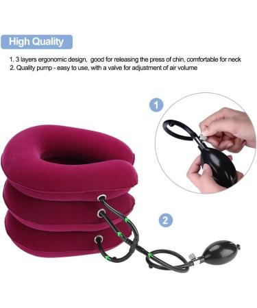 Cervical Neck Traction Device - Soft U-Shaped PVC Cushion for Spine Alignment & Chronic Neck Pain Relief - Red - Buy Online on GoSupps.com