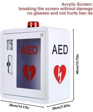 Qianmei AED Cabinet - Metal Defibrillator Storage with Alarm & Light | Universal Fit for Cardiac Science - 36x20x40 cm - Buy Online on GoSupps.com