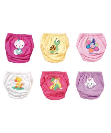 Ozyol Trainer trousers for droplet training 6 Pack - reusable learning diapers baby underwear to get clean toilet training 90 animals girls