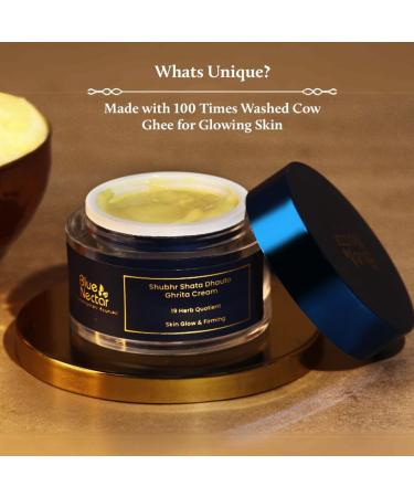 Blue Nectar Shata Dhauta Ghrita Face Cream for Men | 100 Times Washed Ghee Lightweight Men Face Cream for Naturally Glowing Skin (19 Herbs 50g) - Buy Online on GoSupps.com