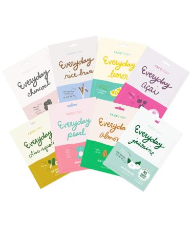 Everyday Set of 8 Sheet Masks (8 Pack Bundle) - Hydrating Essence Korean Sheet Mask for All Skin Types Revitalizing Purifying Illuminating Hydrating Anti-aging With No Harsh Chemicals and Safe for Sensitive Skin 0.81 Fl Oz (Pack of 8)