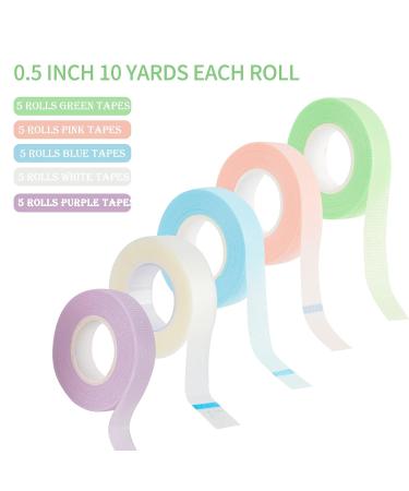 25 PCS Eyelash Extension Tape Adhesive Fabric | Under Eye Tape for Individual Lash Extensions | Breathable Micropore Medical Tape | 1/2''x10 Yards | Assorted Colors - Buy Online on GoSupps.com