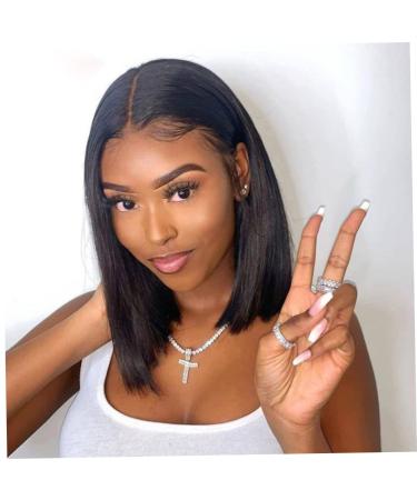 Havamoasa Women Short Bob Wig - Straight Black Hair Lace Front U Shape Wig - Buy Online on GoSupps.com