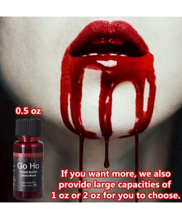 Go Ho Stage Fake Blood Washable (0.5 oz) - Edible & Realistic Effect for Halloween Cosplay SFX - Zombie, Vampire Special Effects Makeup - Buy Online on GoSupps.com