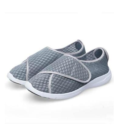 FAMYNGL Men's Memory Foam Diabetic Slippers Men's Wide-Footed Shoes with Adjustable Closure Lightweight Support for Elderly Men Swollen Feet Edema Plantar Fasciitis Gray 6 6 Grey