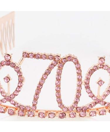 Minkissy Birthday Crown 70th Rhinestone Birthday Tiara with Comb Crystal Princess Tiara Headband for Birthday Party(Rose Gold) - Buy Online on GoSupps.com