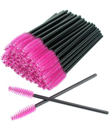 Disposable Eyelash Brushes Mascara Wands Eye Lash Eyebrow Applicator Cosmetic Makeup Brush Tool Kits (100PC black-rose) 100PC black-rose