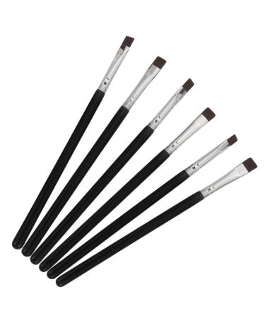 VINTORKY 6pcs Flat Eyebrow Brush Eyeliner Concealer Brush Eyeliner Makeup Tool Eye Brush Black Wooden Handle