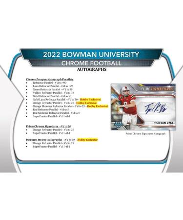 2022 Bowman Chrome University Football Hobby Box - 24 Packs/4 Cards - 2 Autos - Buy Online on GoSupps.com