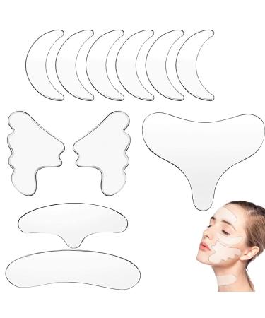 11 Pieces Wrinkle Patches Set Reusable Silicone Face Patches Transparent Silicone Chest Patches for Neck Forehead Eye Mouth Remover Smoothing Skin Care to Reduce Fine Wrinkles.