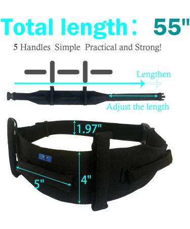SL Power Transfer Gait Belt with Handles - Elderly Mobility Aid (55 L x 4 W) - Quick Release Buckle - Black - Buy Online on GoSupps.com