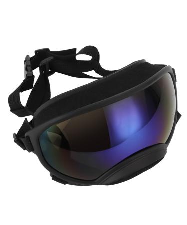 Vbestlife Dog Goggles, Anti UV Strong Impact Resistance Adjustable Elastic Large Breed Dog Goggles Pet Sunglasses Black frame blue film
