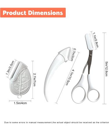 Stainless Steel Eyebrow Scissors Set with Comb - Curved Trimmer Tool for Men, Women, and Girls - 3Pcs in White - Buy Online on GoSupps.com